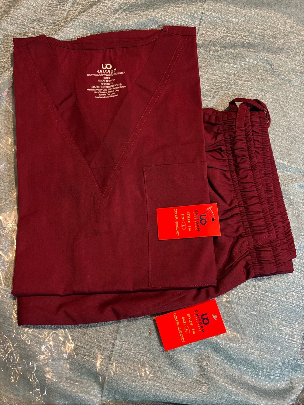 Unisex V-Neck Burgundy Scrub Set - Uniform Advantage